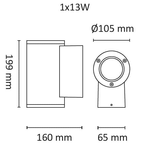 Tube Mini Vegg 1x13W 1120lm 3000K Grafitt #3