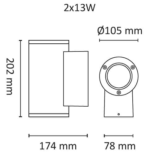 Tube Mini Vegg 2x13W 2240lm 3000K Grafitt #3