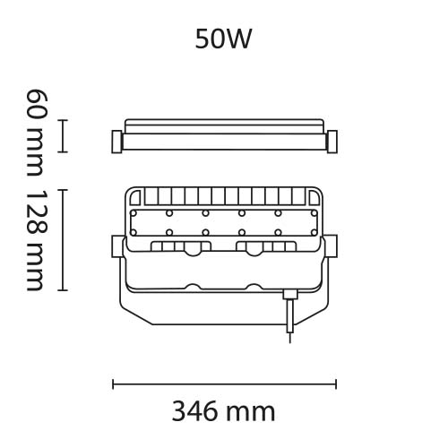 Power Area 6000lm 50W 4000K Asym Sort #4